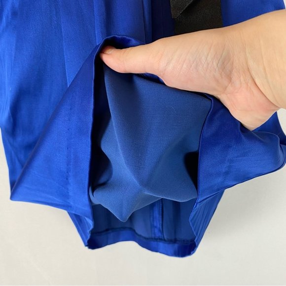 3/$30 Wishes Wishes Wishes Cobalt Satin Strapless Bow Detail Mini Dress Size 3 - Picture 8 of 13